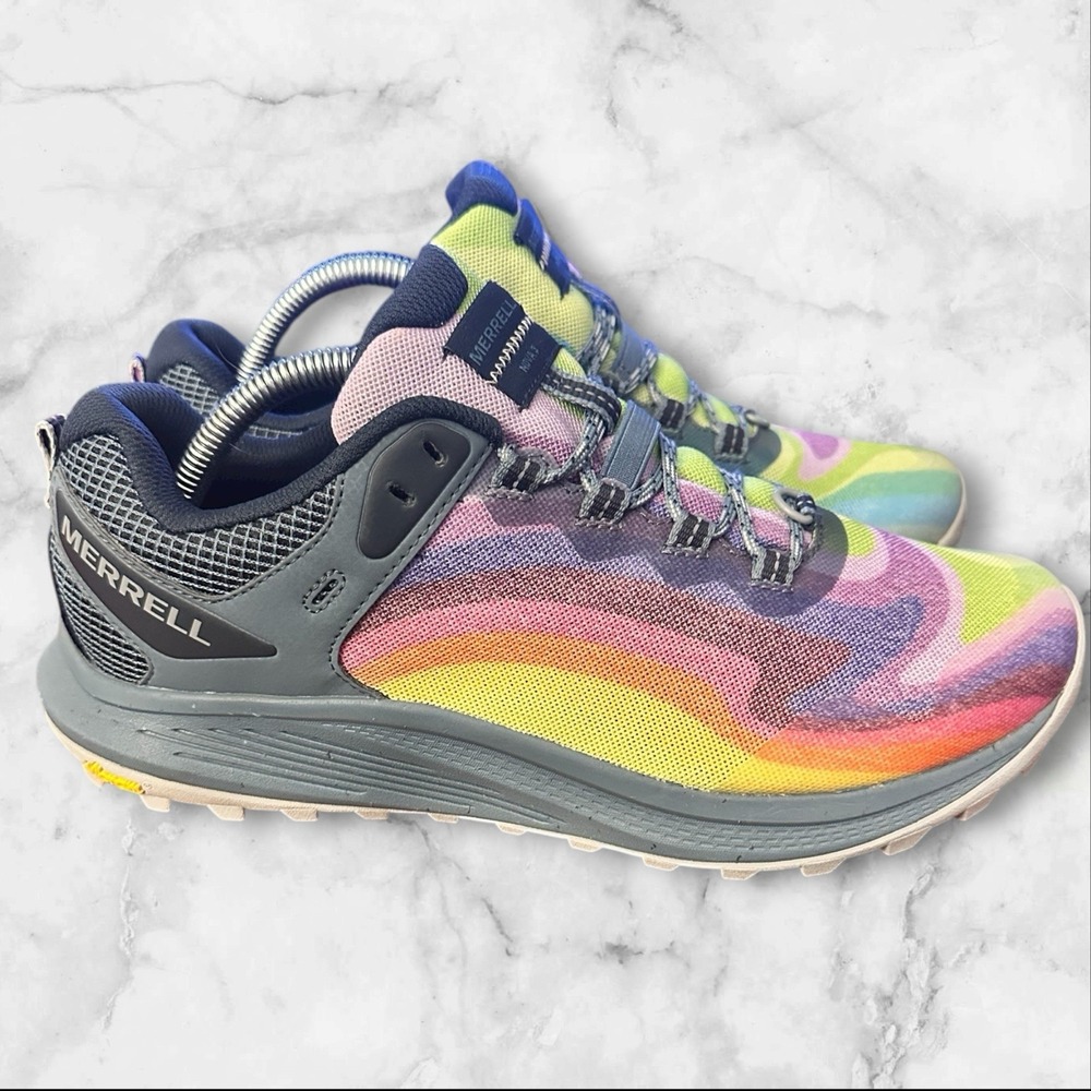 Merrell Mens Nova 3 Rainbow J067571 Multicolor‎ Hiking Shoes Sneakers Size 9